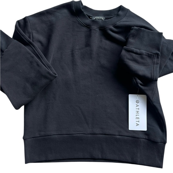 NWT Athleta Retroplush Revive Crewneck Sweatshirt Black Size XS - Picture 4 of 10